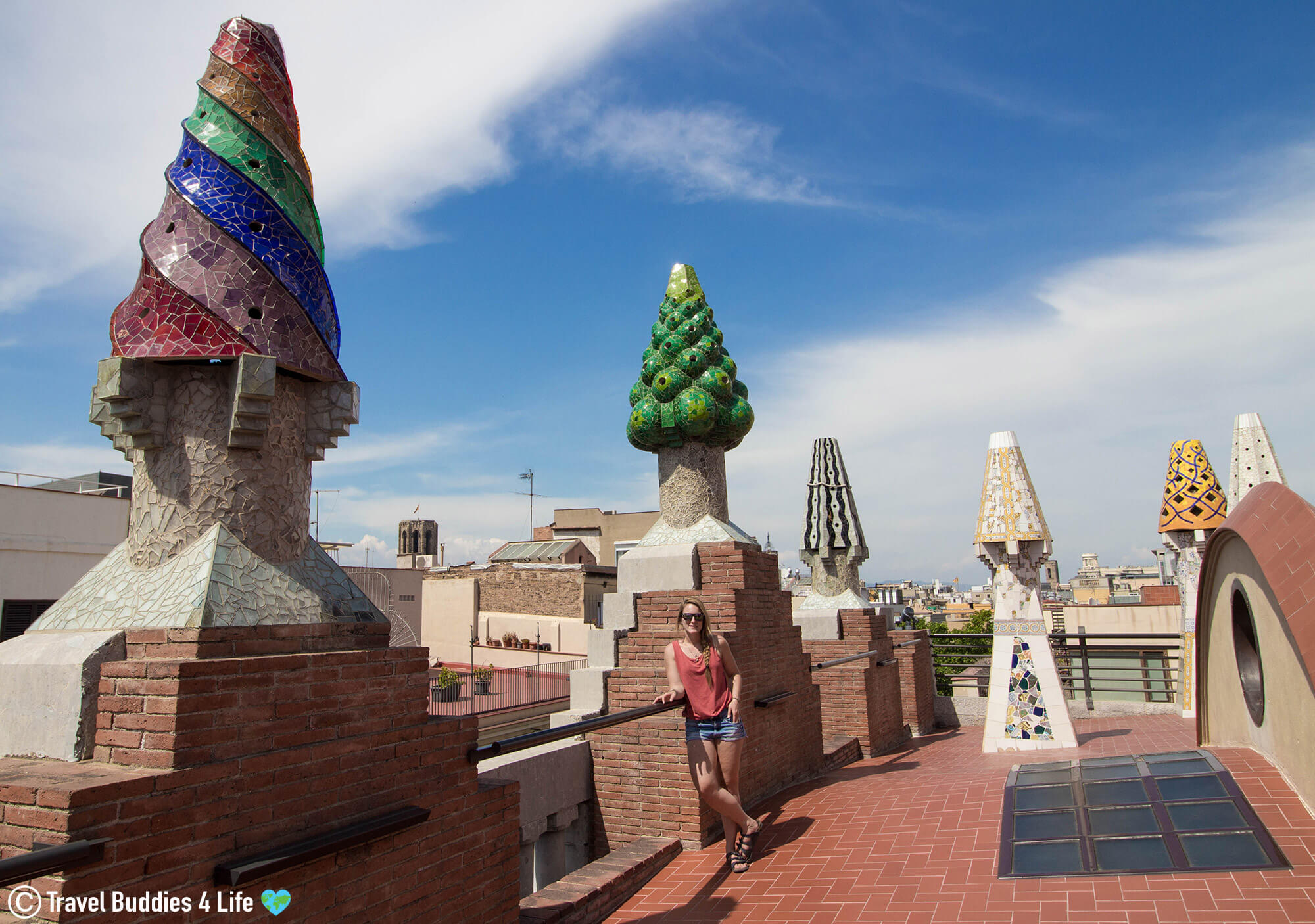 Ali Standing with Some of Gaudi's Architecture in Barcelona, Spain, Europe