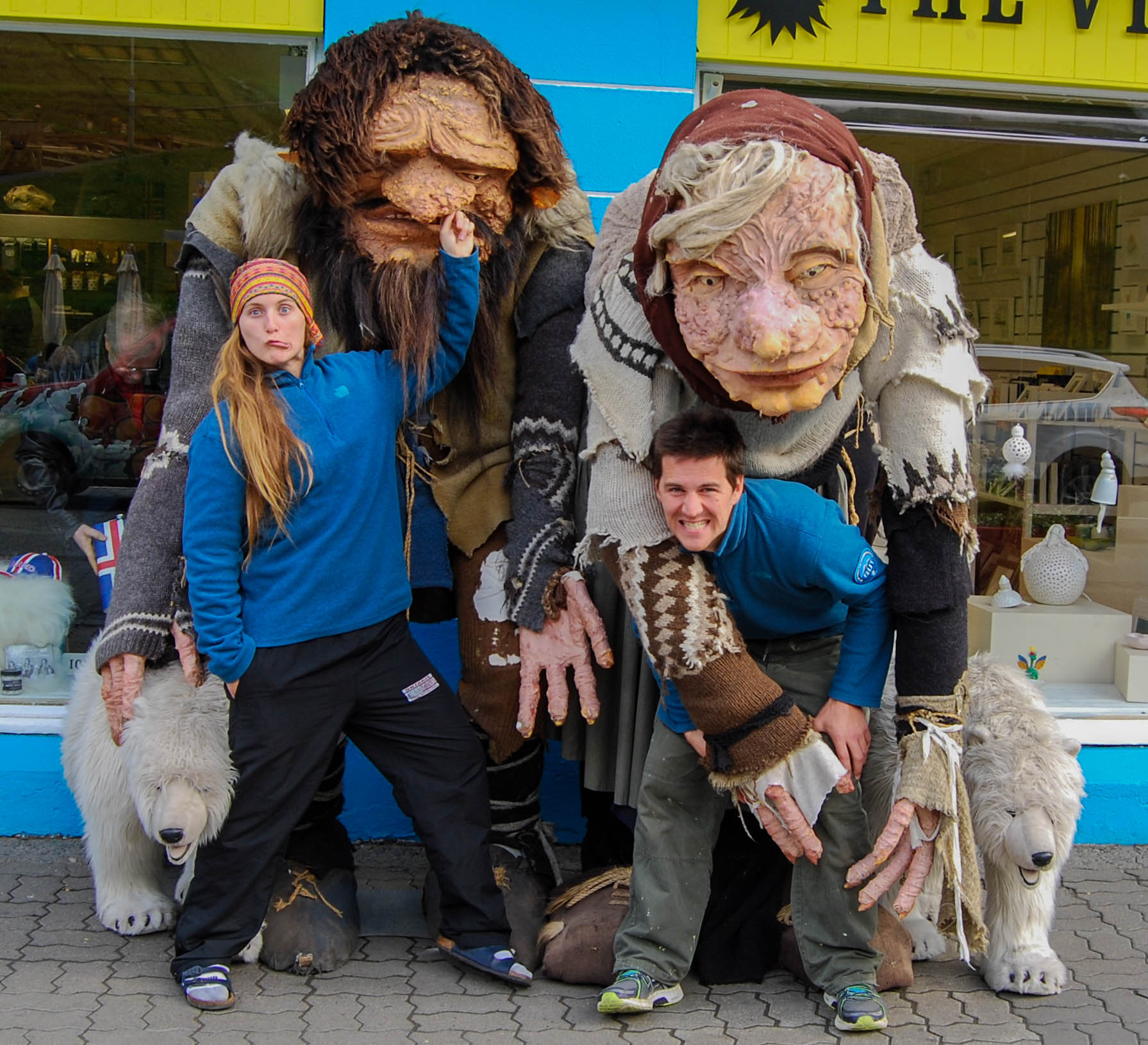 Ali and Joey with Trolls in Reykjavik