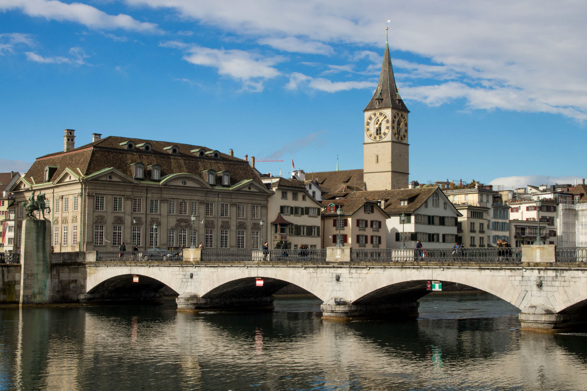 Bridge With Church Tower In Zürich