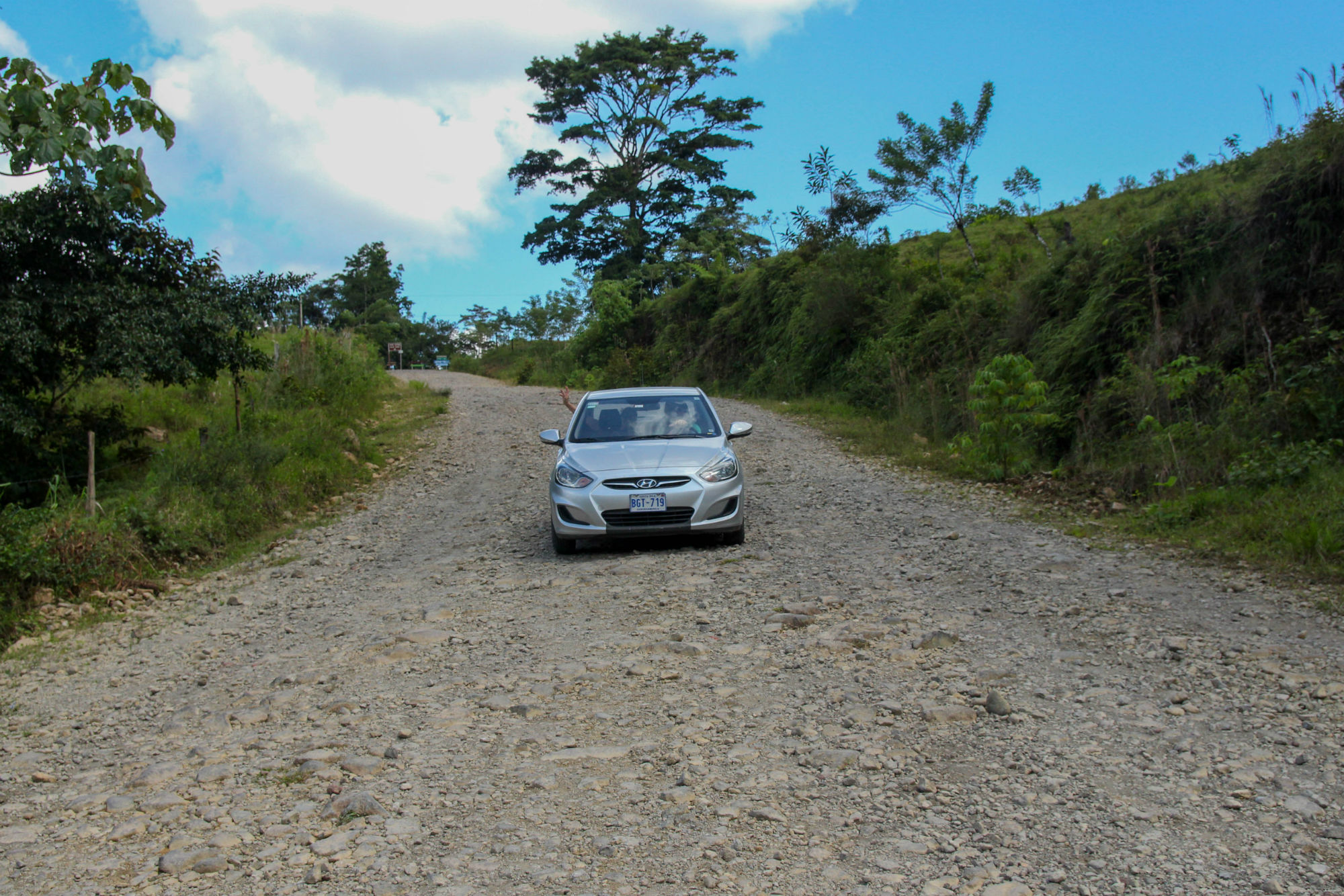 Driving Down a Rocky Costa Rican Hill in the Rental Car