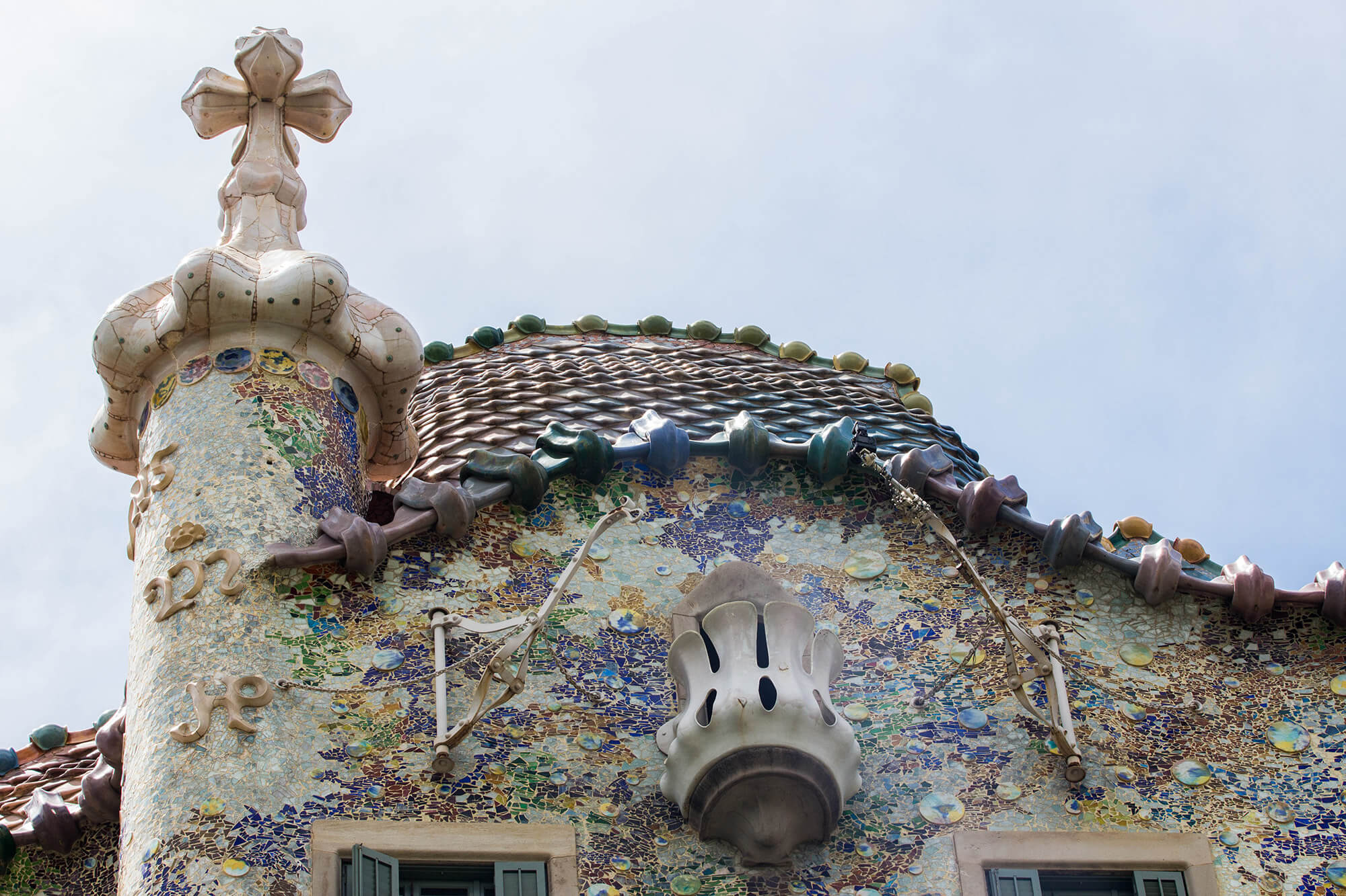 The Peak of One of Gaudi's Mansion Art Pieces in Barcelona, Spain, Europe