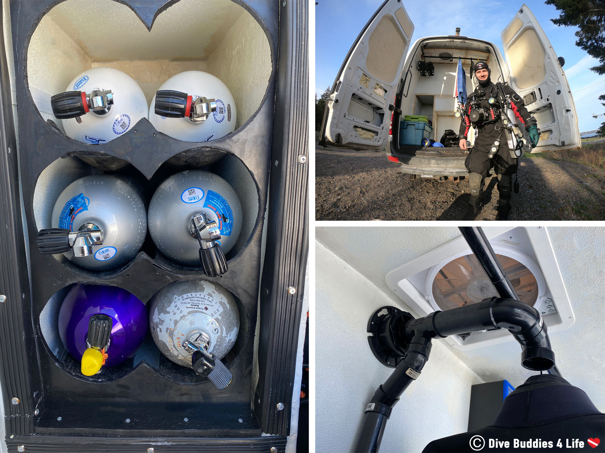 The Scuba Diving Components Of The Dive Locker In The Fish Bowl Van