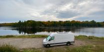 The Scuba Diving Converted Sprinter Van Parked By A Lake In Northern Ontario, Canada Road Tripping