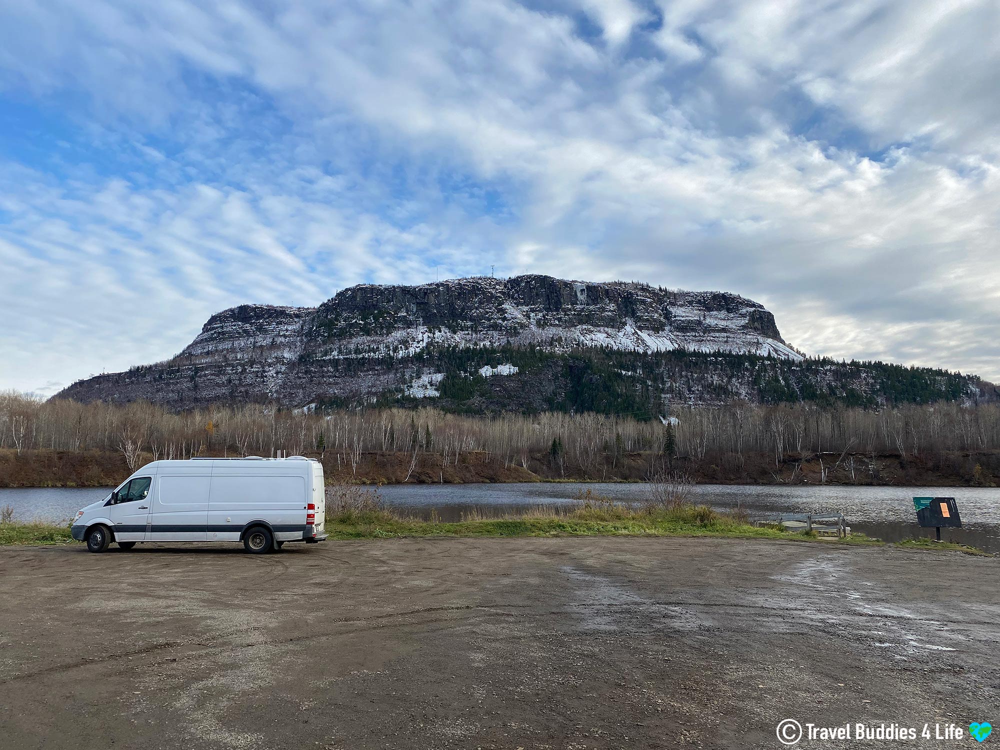The Van Parked At The Base Of A Mountain In Thunder Bay, Northern Ontario, Canada